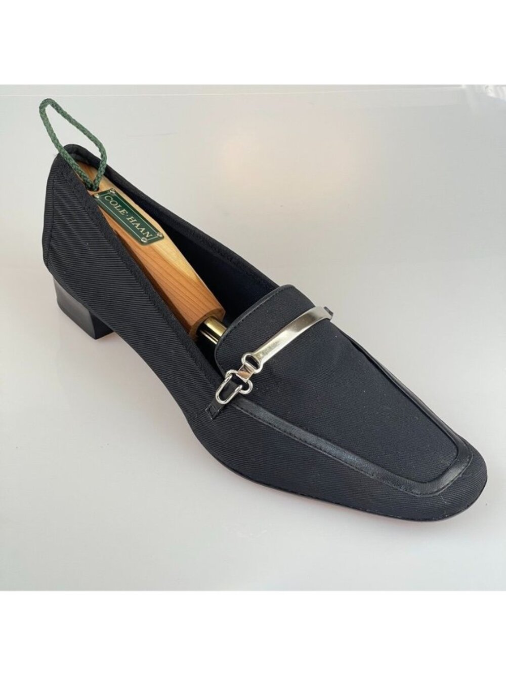 TALBOTS Shoes Women's Size US 8AA Black Leather Trim Fabric Loafer
